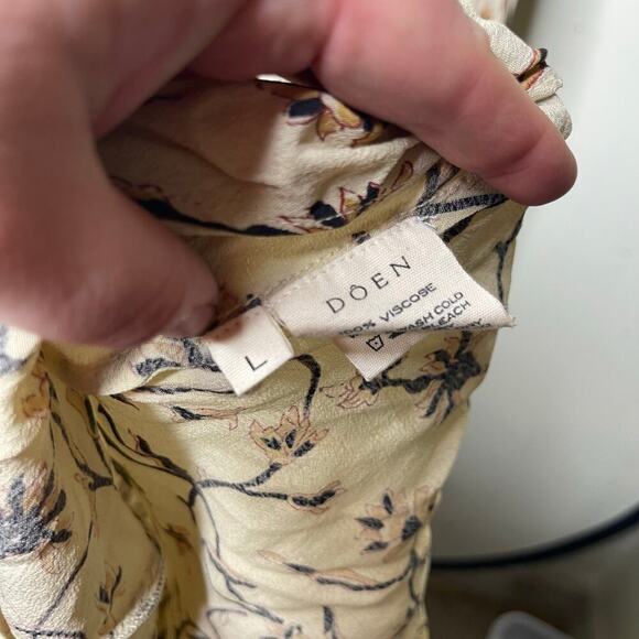 Doen Brindille cream scroll print maxi dress sz L - Picture 3 of 9